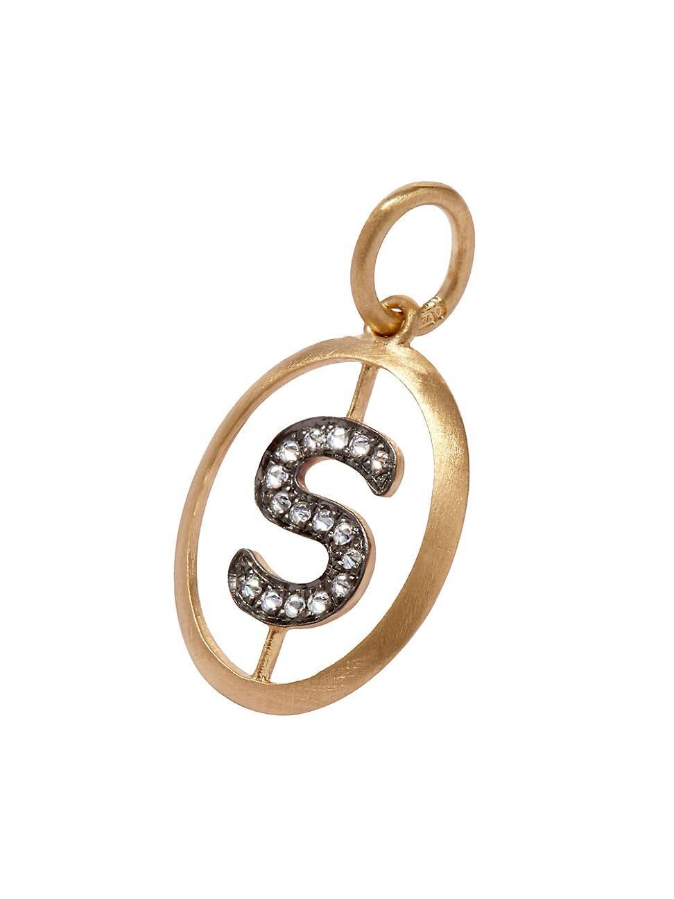 Womens 18K Yellow Gold & 0.07 TCW Diamond Initial Pendant Product Image