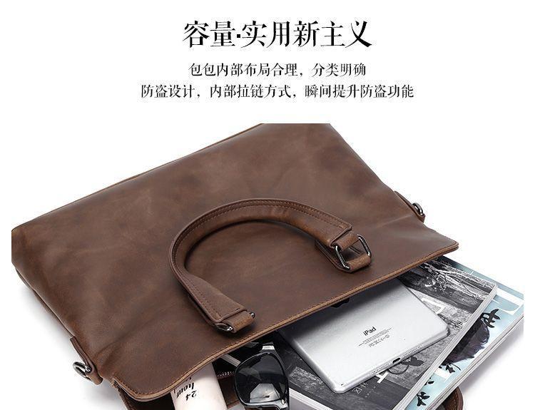 Faux Leather Briefcase With Shoulder Strap Product Image