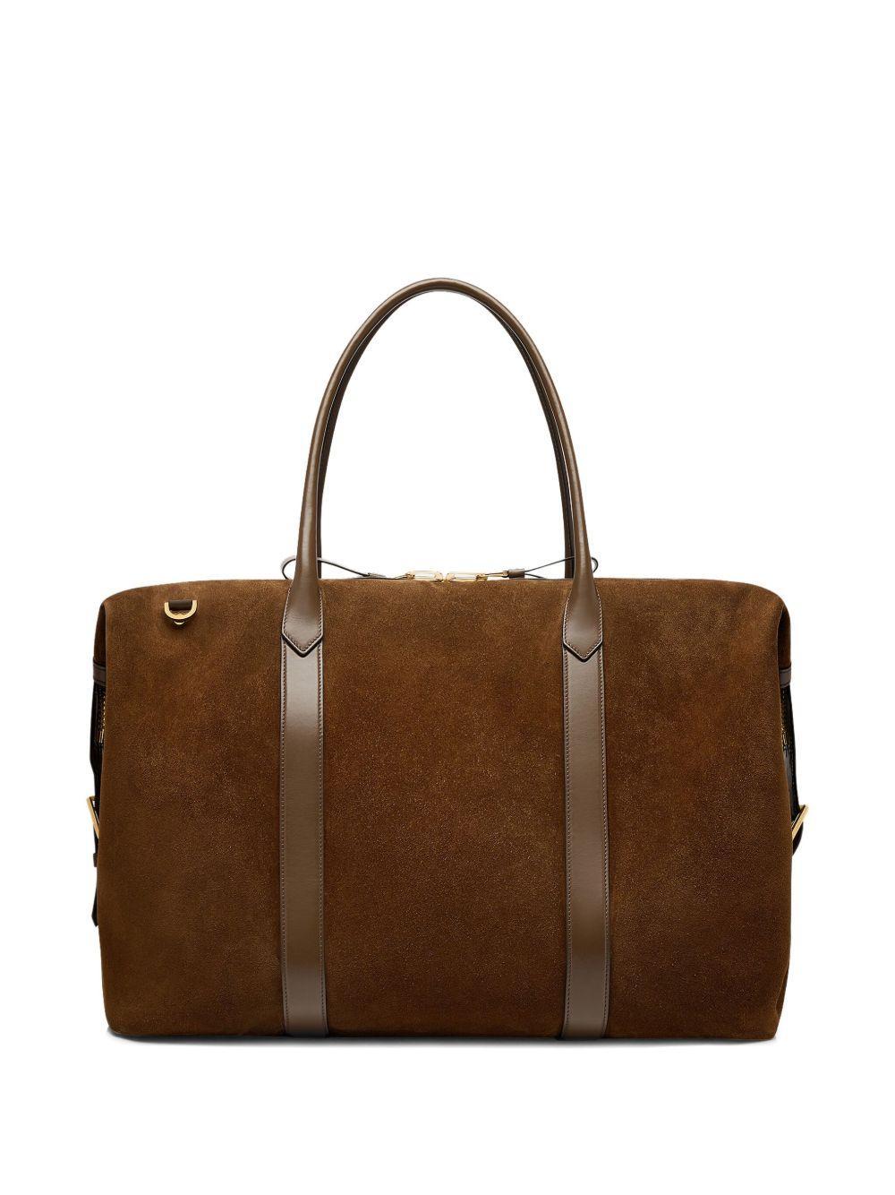 suede leather-trimmed travel bag Product Image