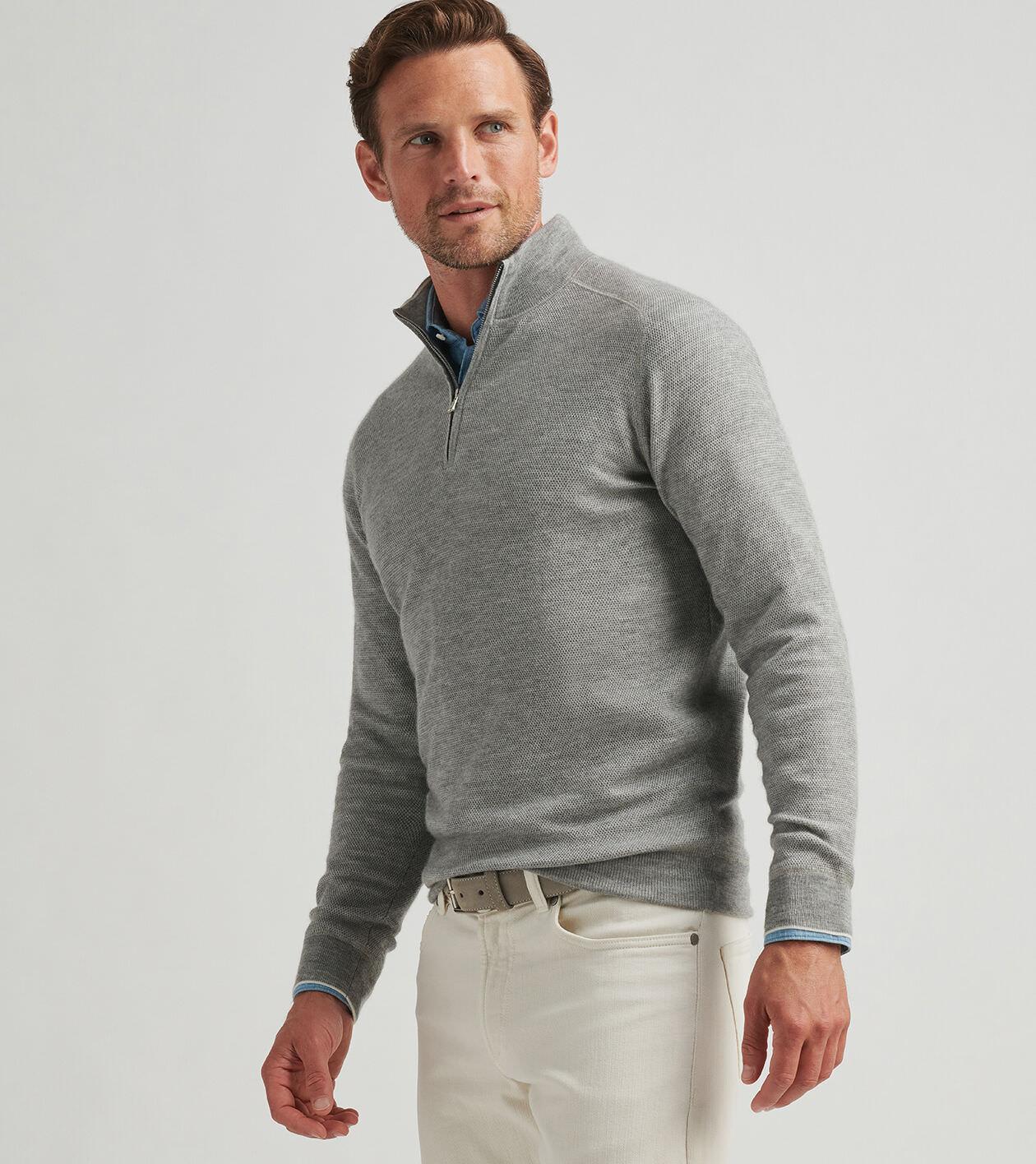 Voyager Cashmere-Silk Saddle Shoulder Quarter Zip Product Image