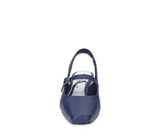 Easy Street Womens Cameo Square Toe Slingback Pumps Blue Satin Product Image