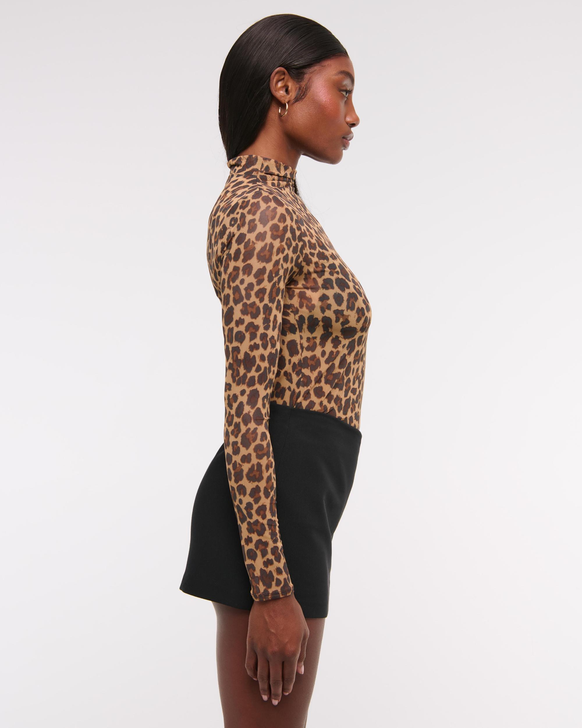 Long-Sleeve Mesh Mockneck Top Product Image
