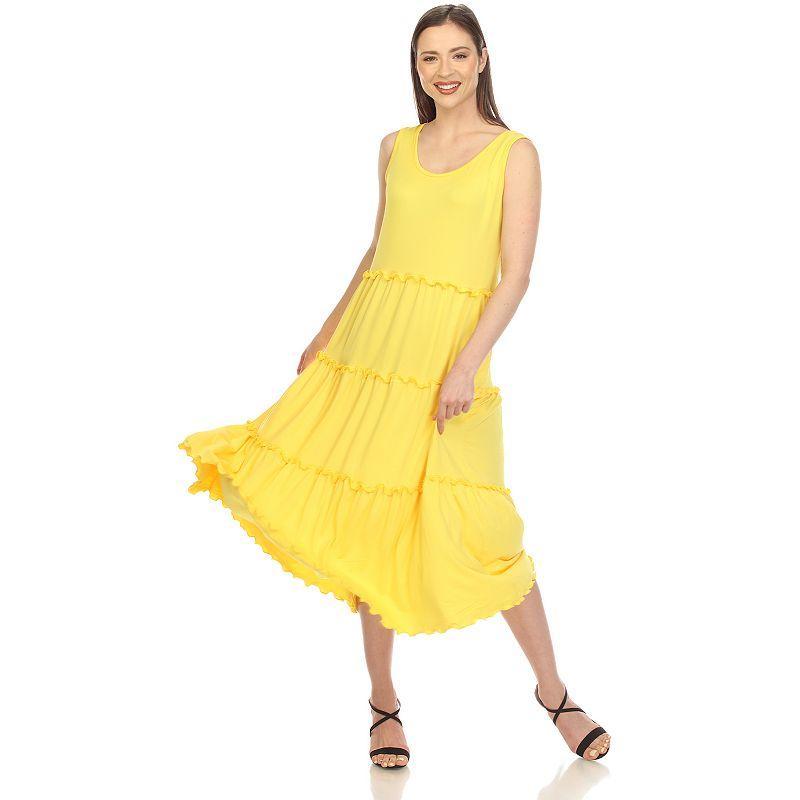 White Mark Womens Scoop Neck Tiered Midi Dress Product Image