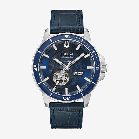 Bulova Mens Marine Star Automatic Gold Tone Stainless Steel Bracelet Watch - 97A174 Product Image