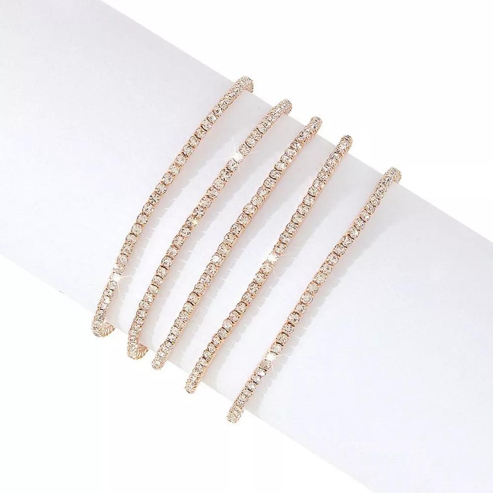 Adornia 5-Piece 14k Gold Plated Cubic Zirconia Bracelet Set, Women's, Gold Tone Product Image