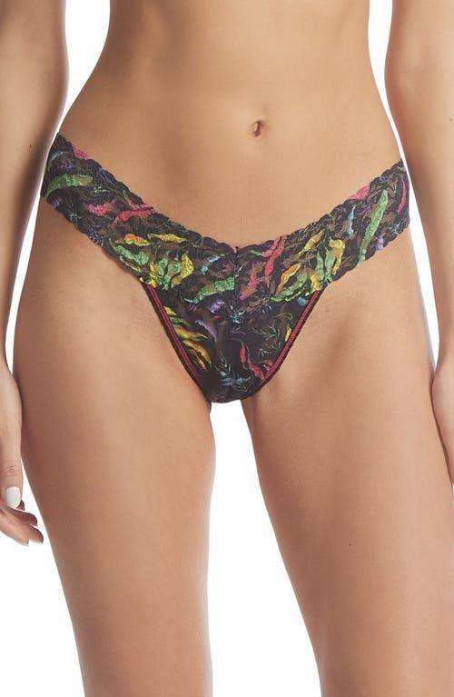 Printed Low-Rise Signature Lace Thong Product Image