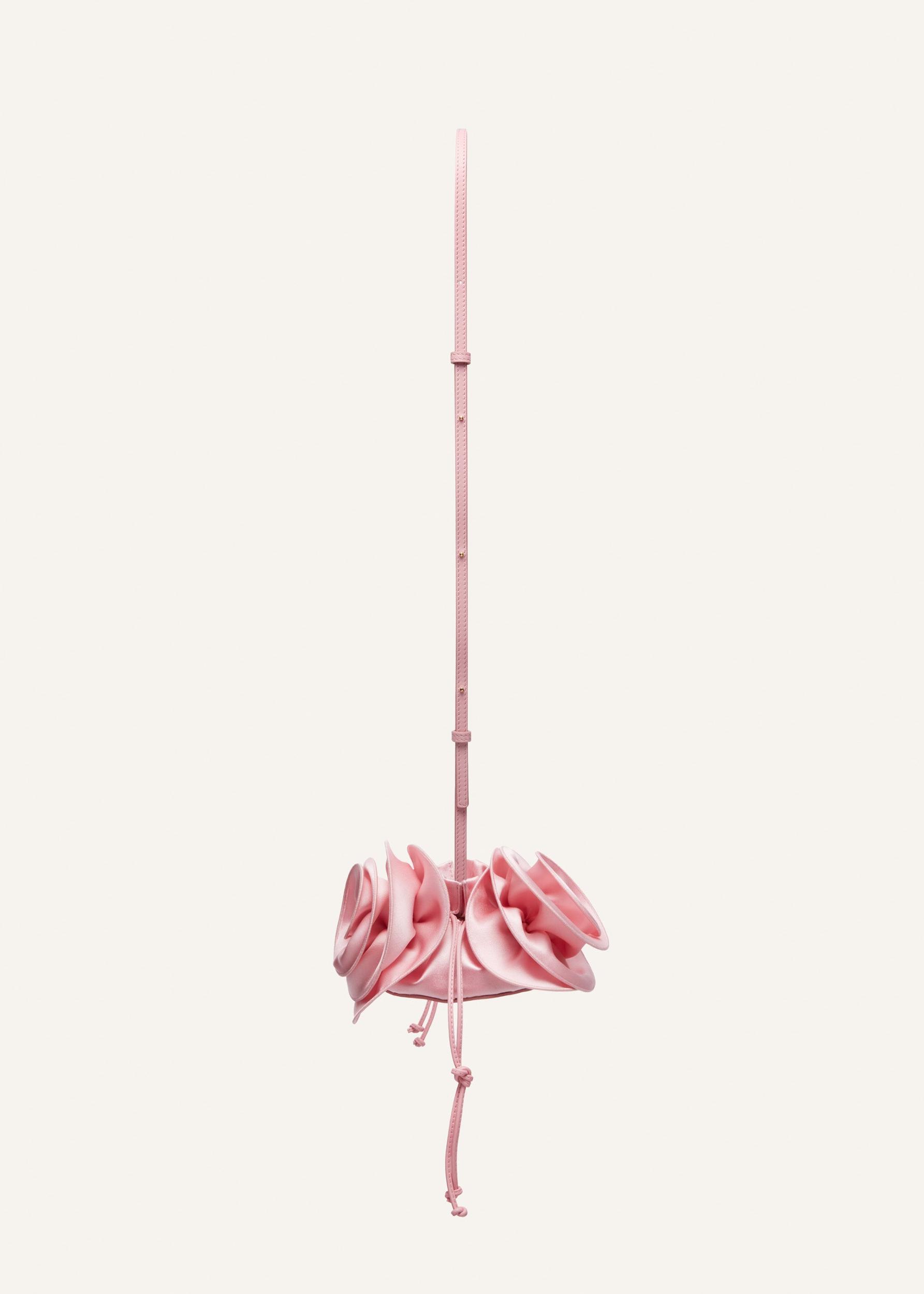 Small Magda bag pearl strap in pink satin Product Image