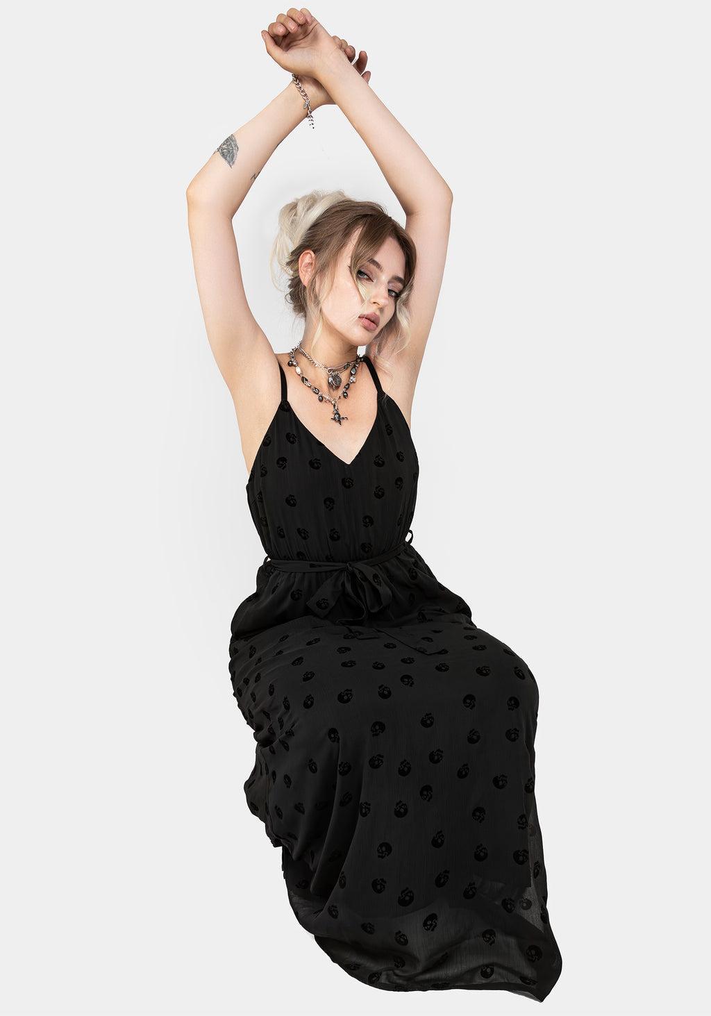 Bones Flocked Chiffon Maxi Cami Dress Product Image