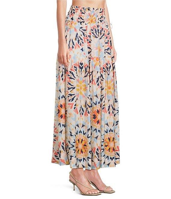 ELAN Coordinating Kaleidoscope Smock Waist Maxi Skirt Product Image