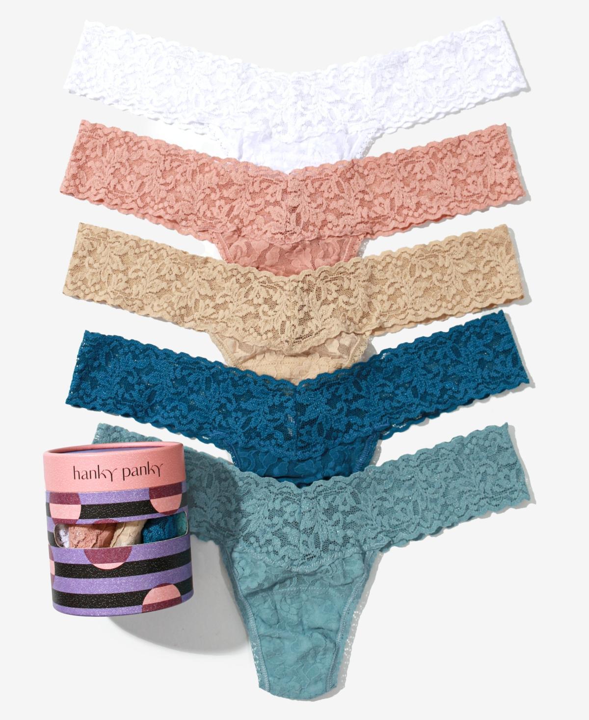 Hanky Panky Womens Holiday 5 Pack Low Rise Thong Underwear - White, Lipgloss, Pink Ruby Product Image