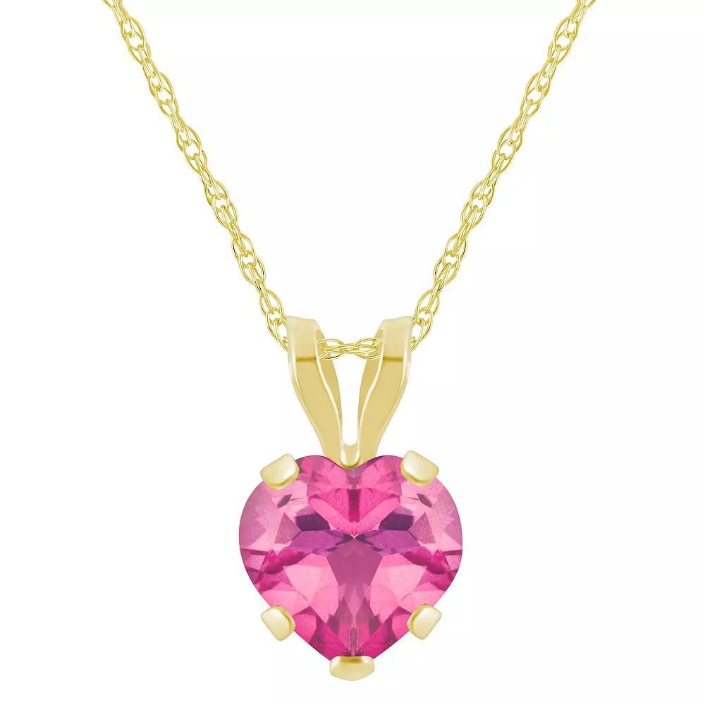 Celebration Gems 10k Gold Heart Shape Pink Topaz Pendant Necklace, Women's, Size: 18" Product Image