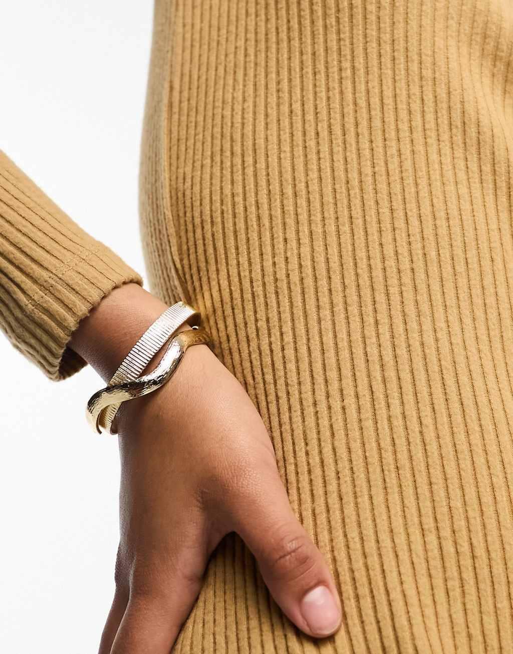 ASOS DESIGN super soft ribbed crew neck midi dress with long sleeve Product Image