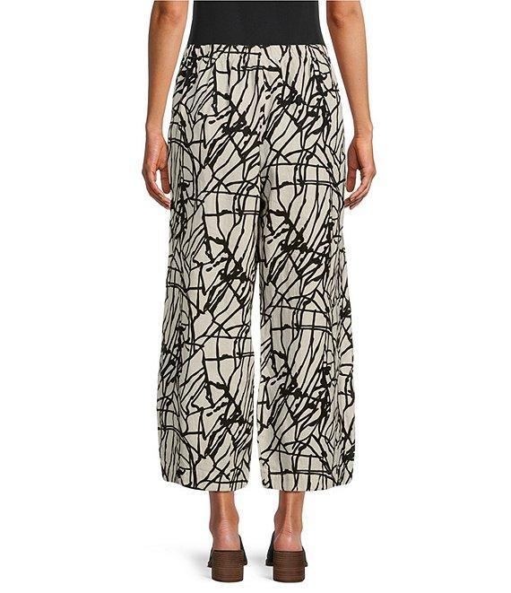 Bryn Walker Cas Linen Knit Netta Print Elastic Waist Wide Leg Cropped Pant Product Image