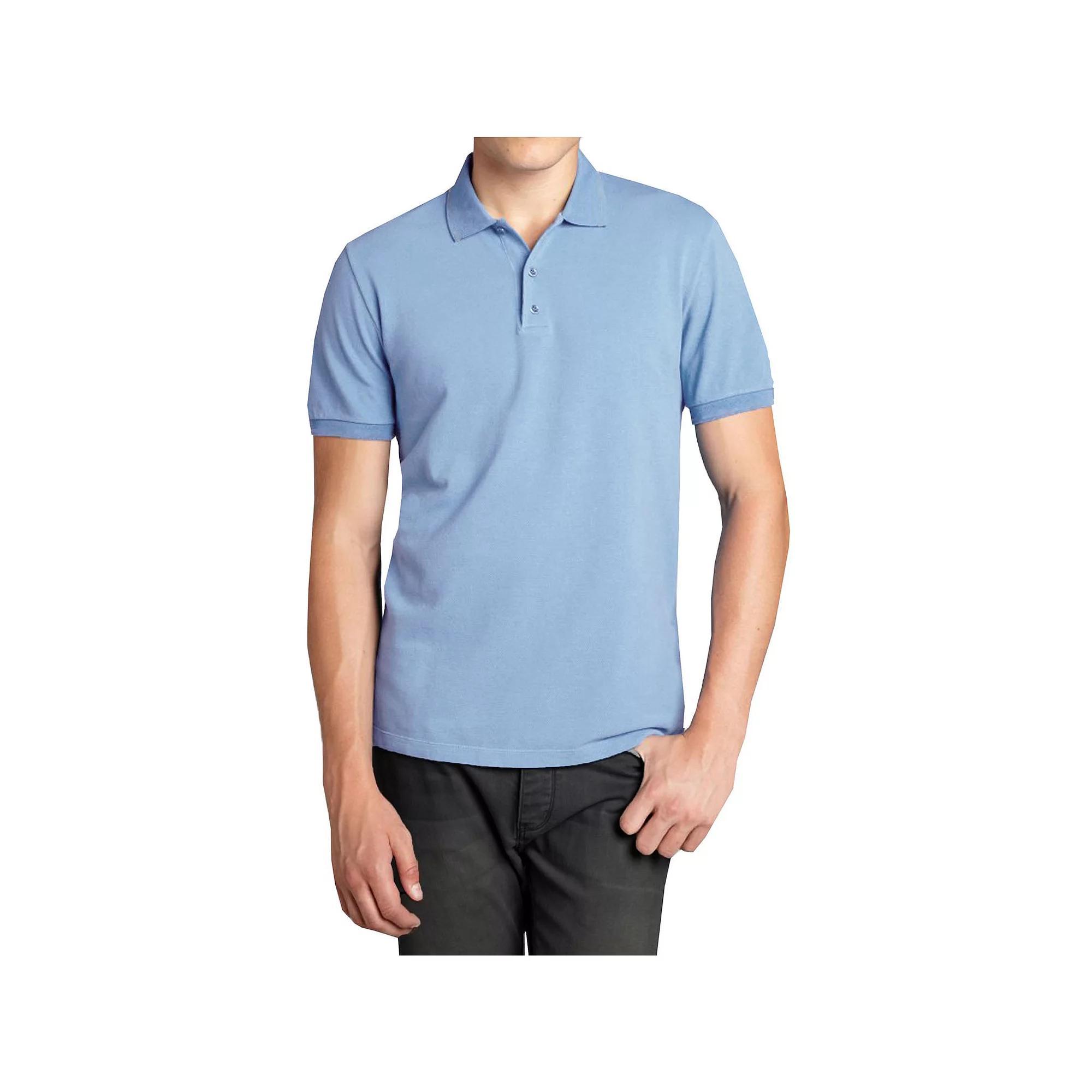 Men's Galaxy Short Sleeve Pique Polo, Size: Medium, Light Blue Product Image