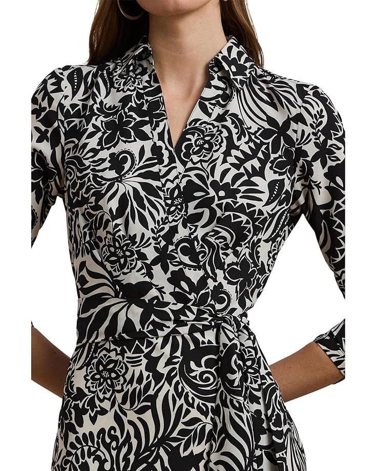 Belting-Print Surplice Jersey Dress Product Image