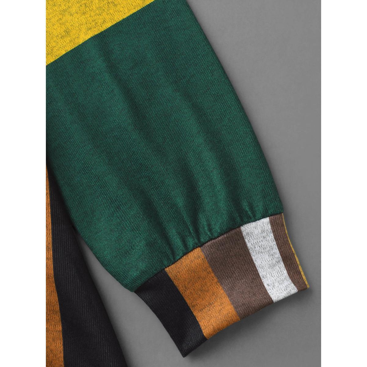 Plus Size Colored Striped Crew Neck T-shirt Multicolor Women Casual Contrast Round Neck Loose Everyday T-shirts BloomChic 10/M Product Image