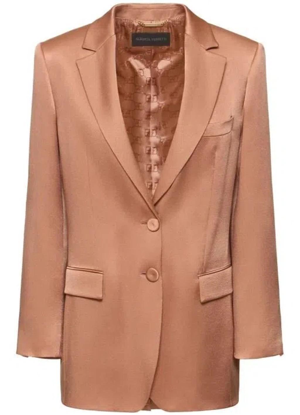 ALBERTA FERRETTI Satin Jacket In Nude & Neutrals Product Image