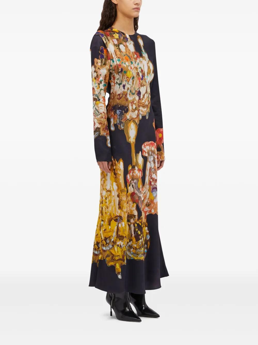 MSGM Printed Maxi Dress In Black Product Image