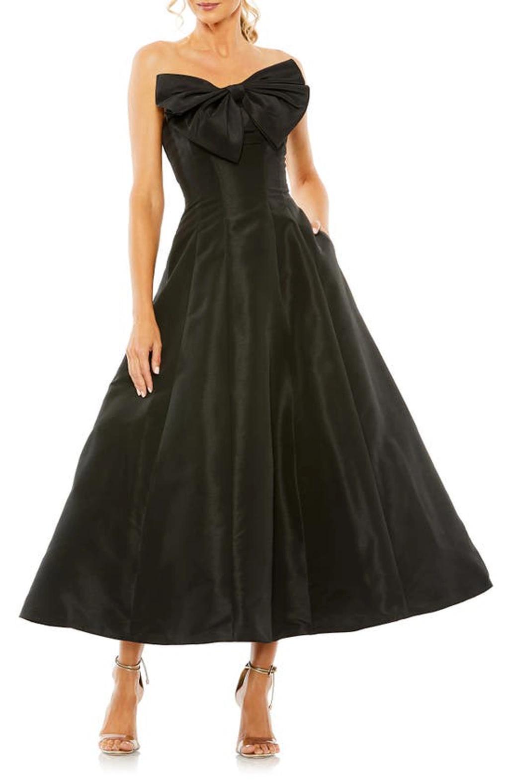 Mac Duggal Satin Strapless Bow Bodice A-line Ball Gown Product Image