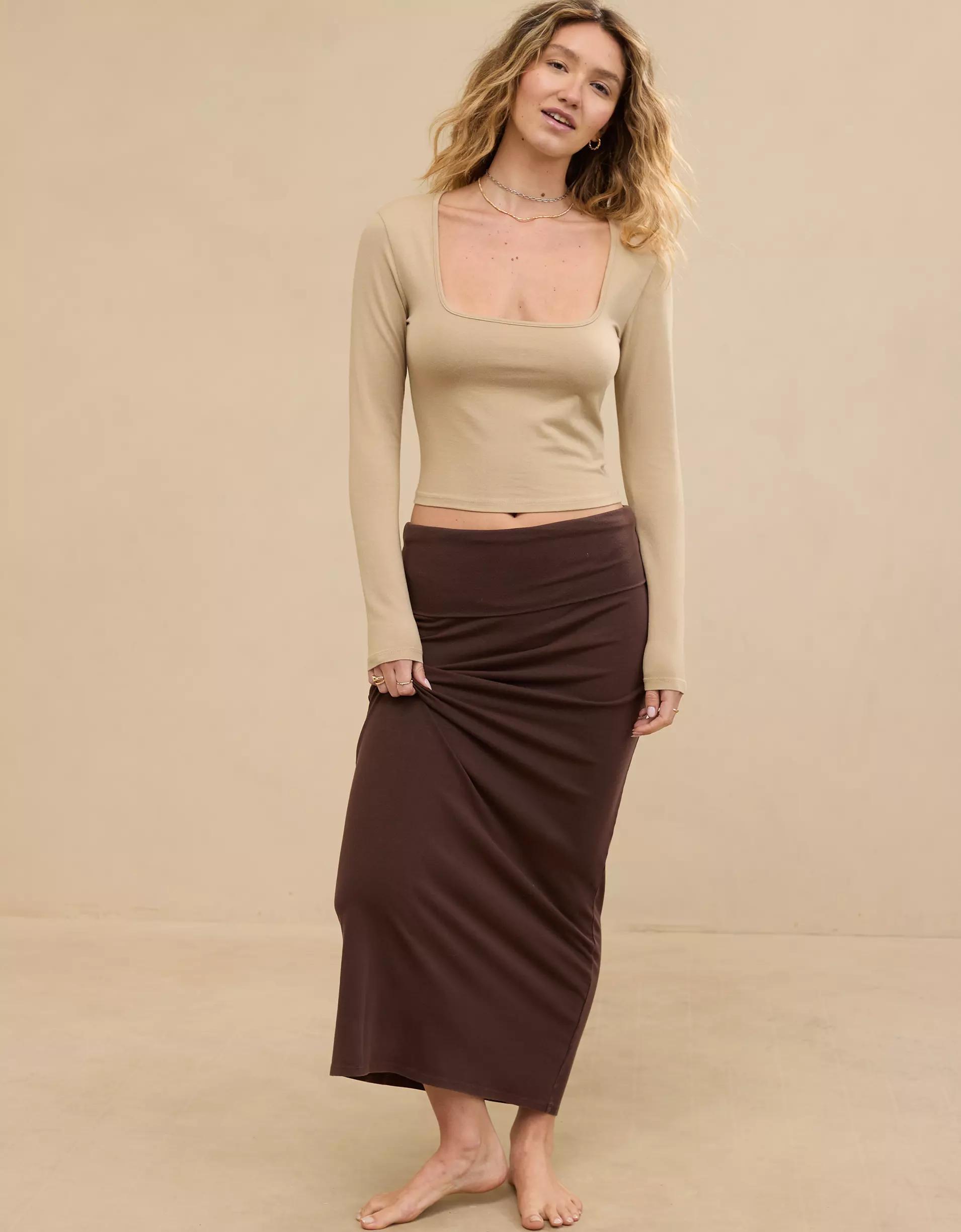 Aerie Chill Up Long Sleeve Cropped T-Shirt Product Image