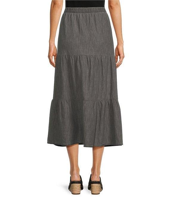 NYDJ Lightweight Denim Tiered Maxi Skirt Product Image