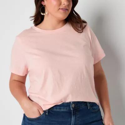 a.n.a Womens Plus Crew Neck Short Sleeve T-Shirt Product Image