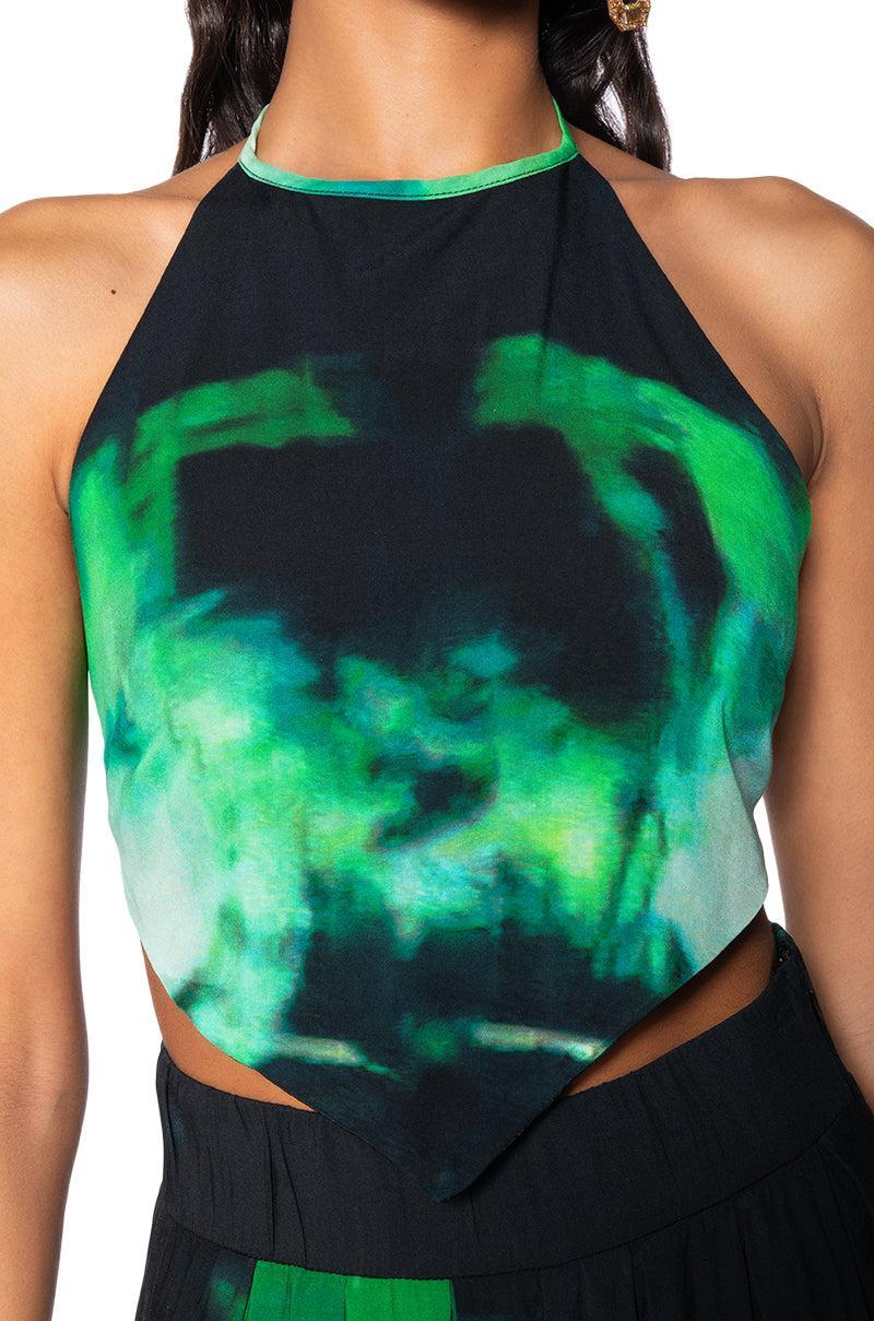 ASTER PRINTED HALTER NECK TOP Product Image
