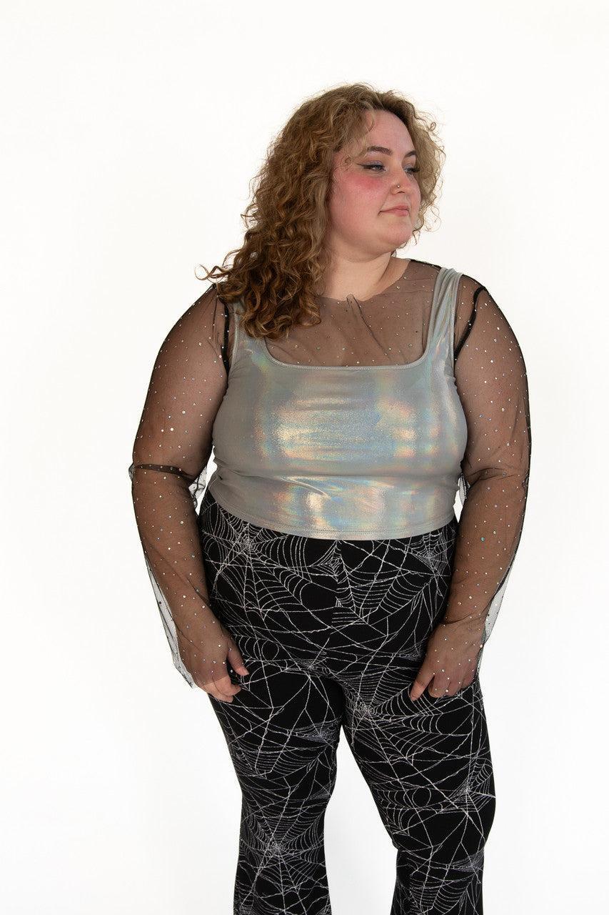 Extended Sizes Mesh Holo Dot Long Sleeve Product Image