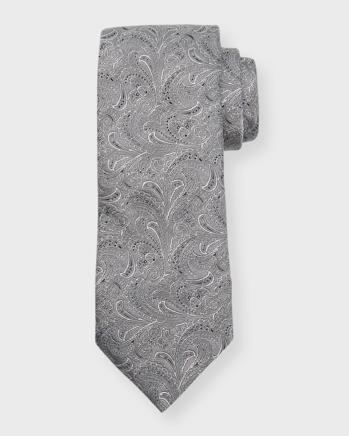 Mens Silk-Cotton Tonal Paisley Tie Product Image