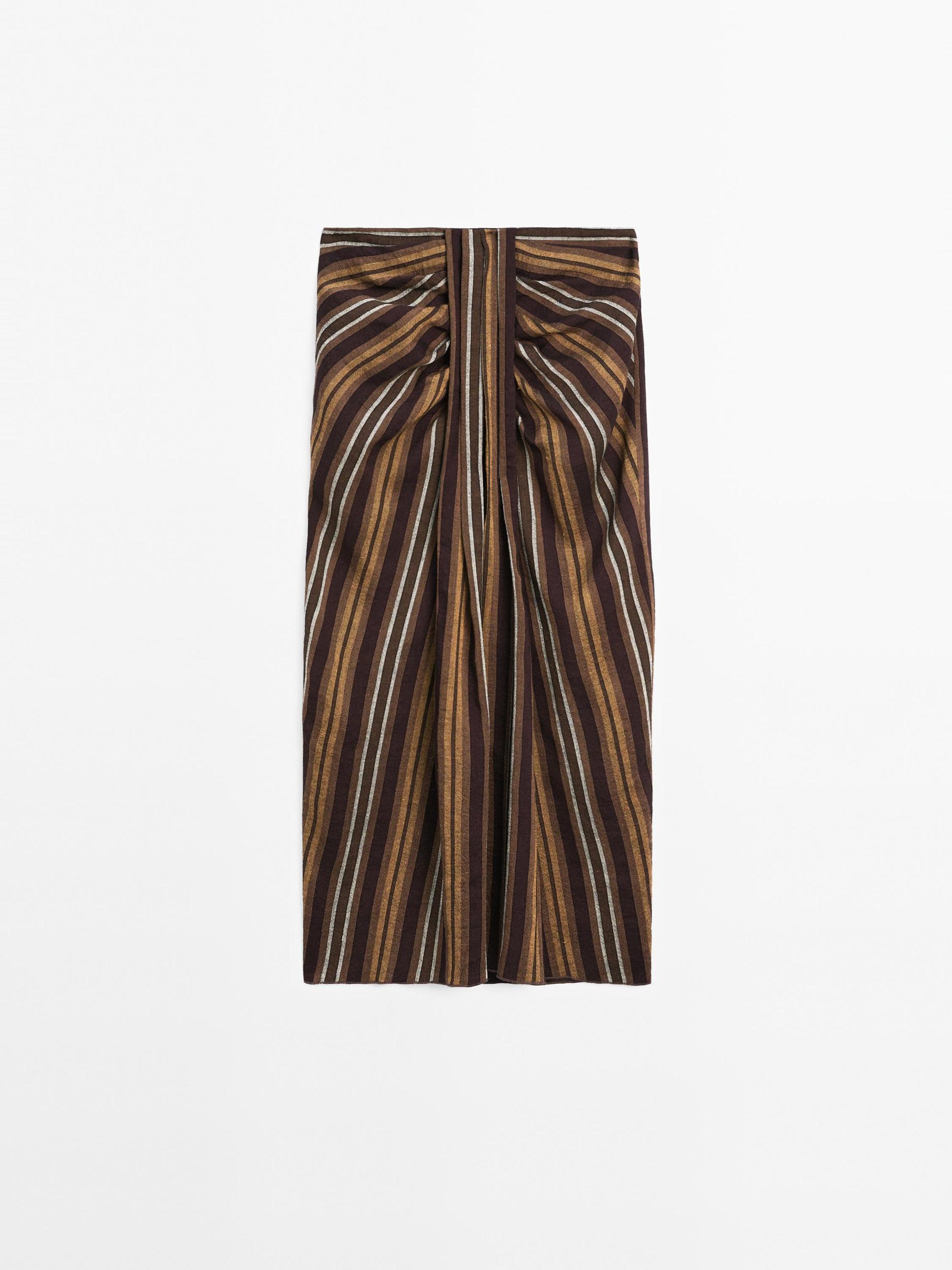 Striped linen blend midi skirt - Studio Product Image