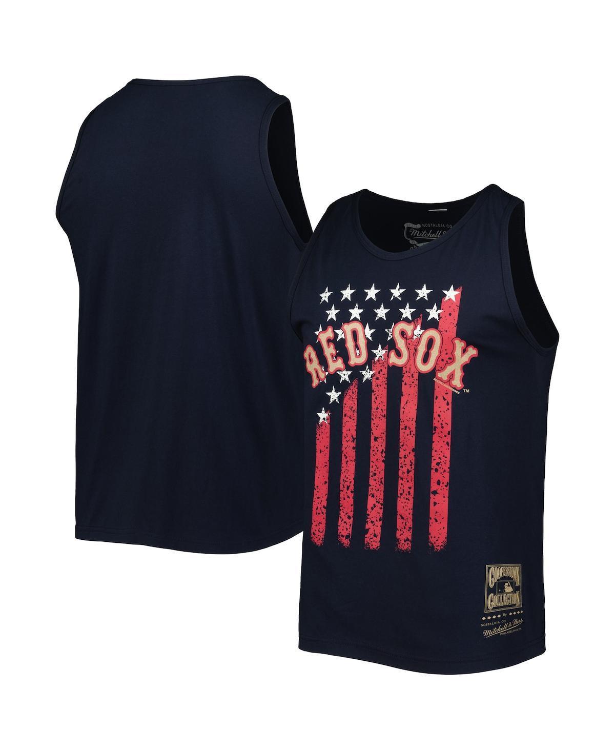 Men's Mitchell & Ness Navy Boston Red Sox Cooperstown Collection Stars and Stripes Tank Top, Size: Large, Blue Product Image