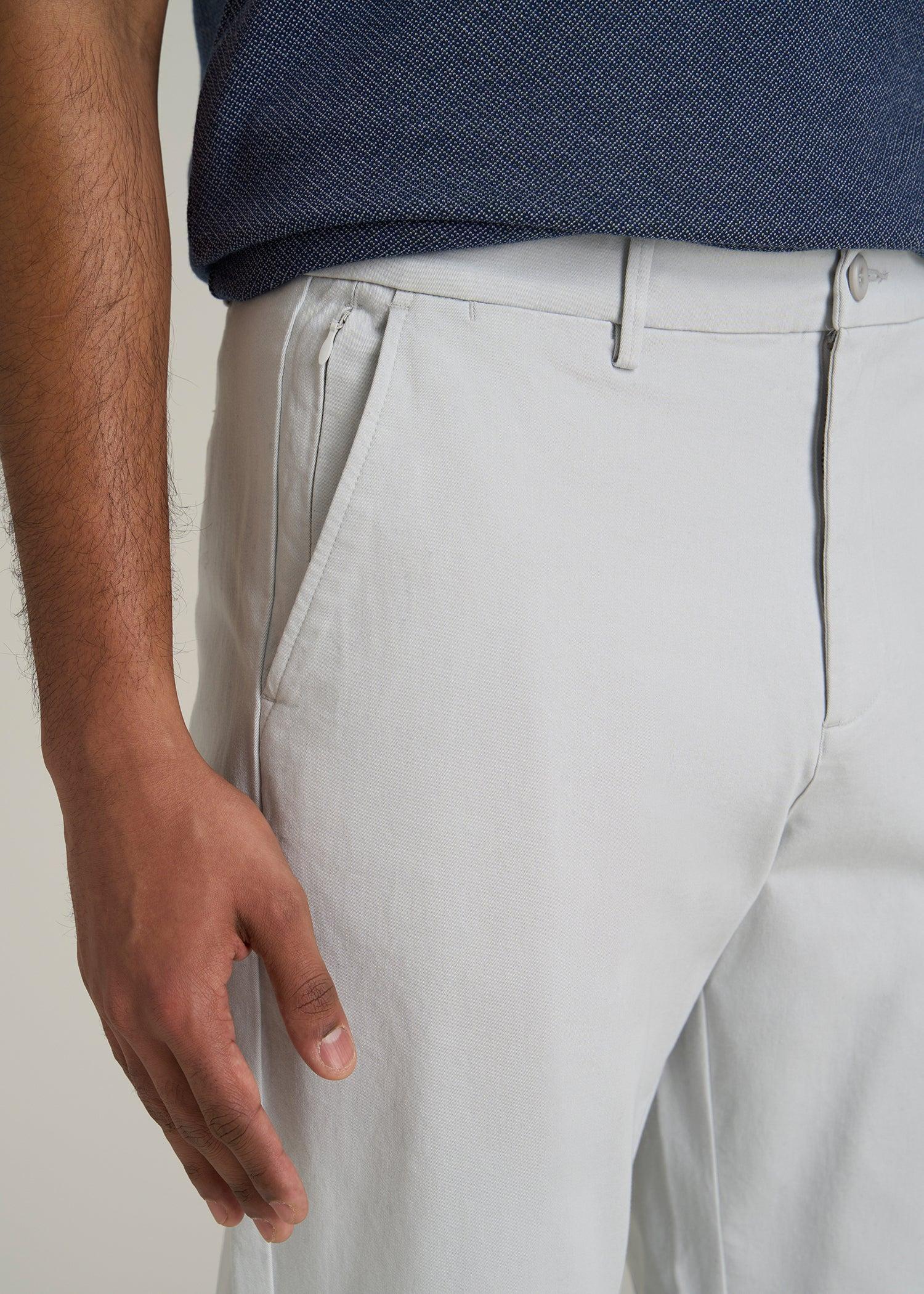 4 Way Stretch Commuter TAPERED Chino Pants for Tall Men in Silver Drop Product Image
