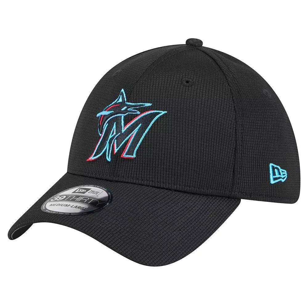 Men's New Era Black Miami Marlins Active Pivot 39THIRTY Flex Hat, Size: Small/Medium Product Image