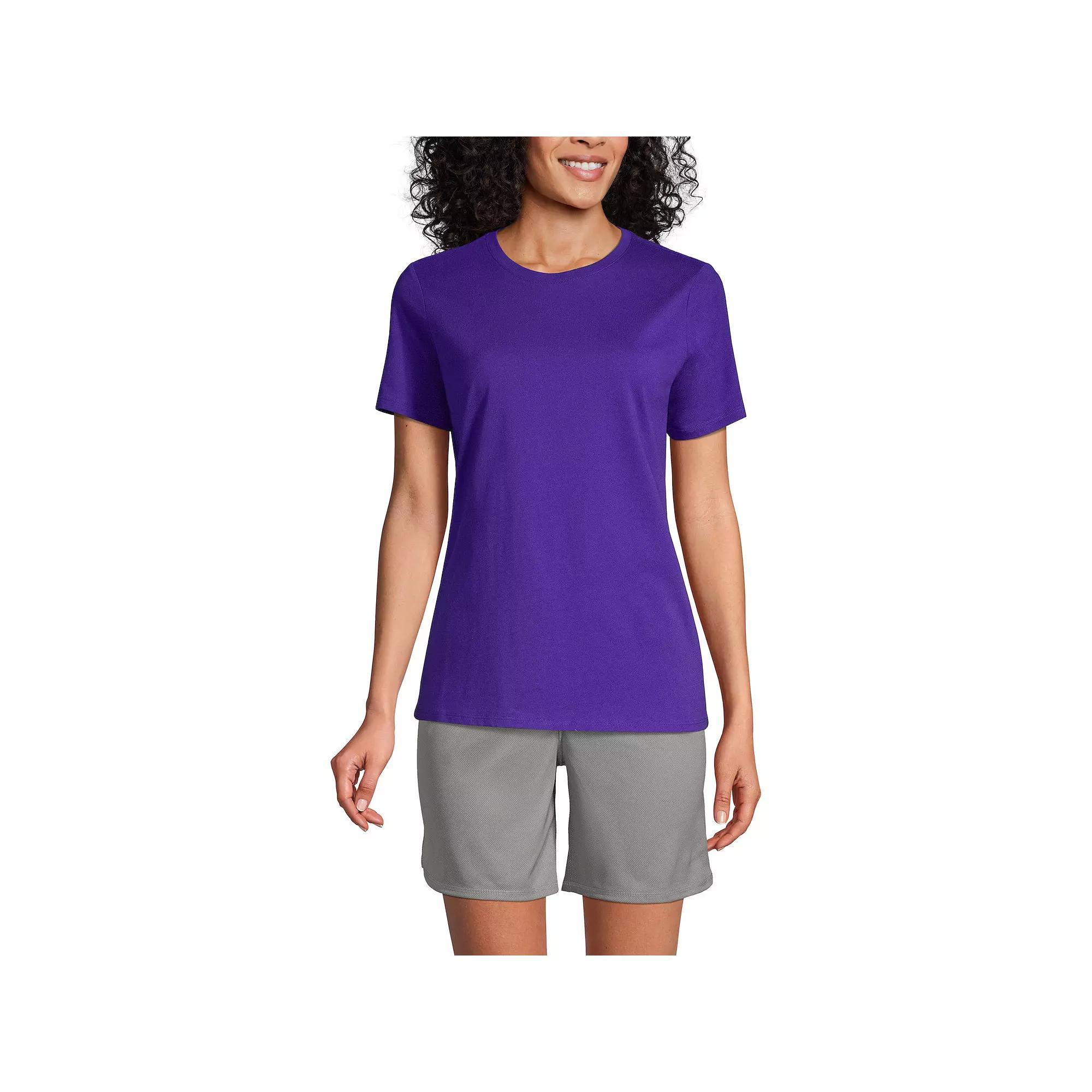 Women's Lands' End Short Sleeve Essential Tee, Size: Small, Deep Purple Product Image