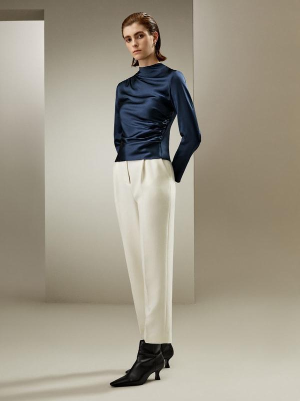Oblique Wave Silk Blouse Product Image