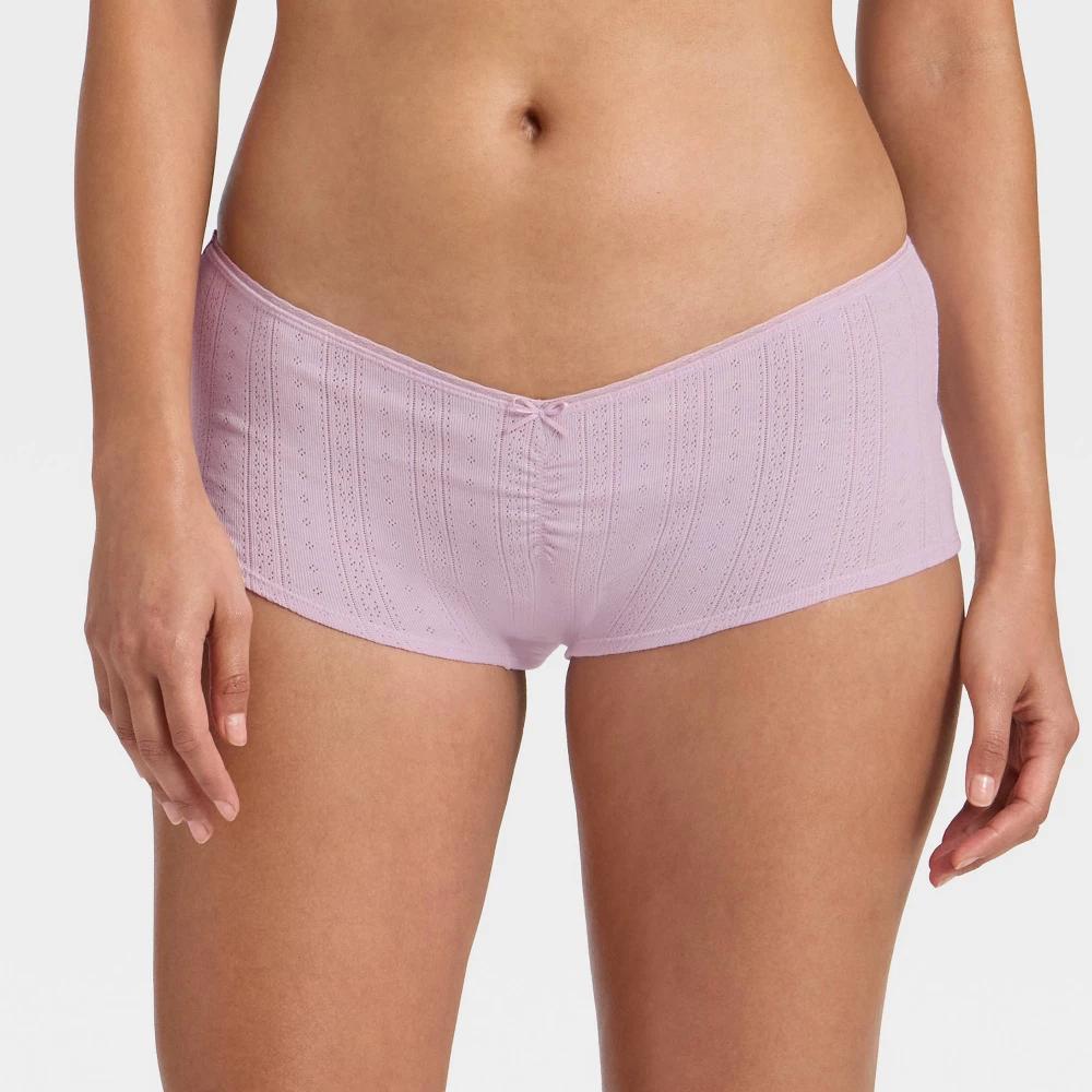 Women's Pointelle Ruched Front Boy Shorts - Wild Fable™ Product Image