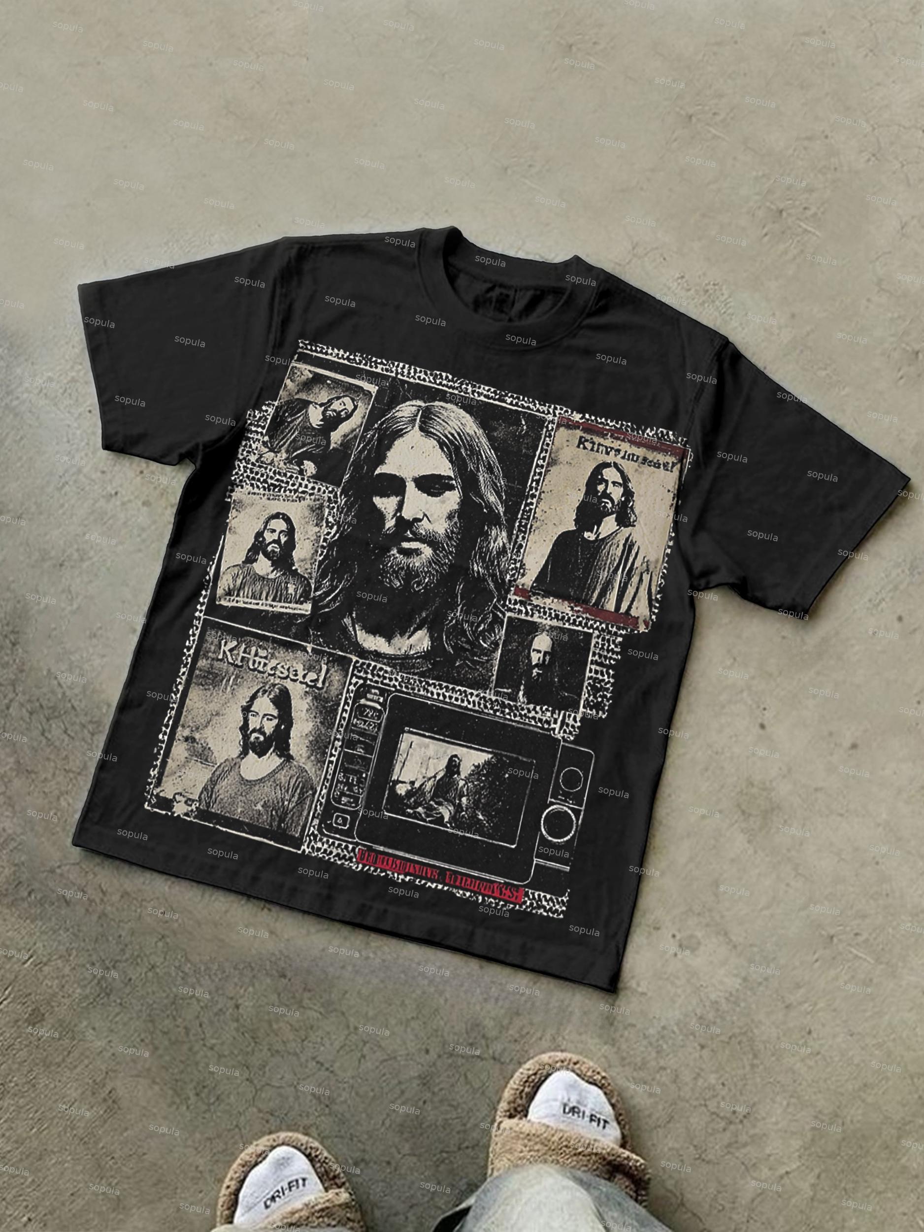 Vintage Jesus Memories Retro Camera Print Cotton T-shirt Product Image
