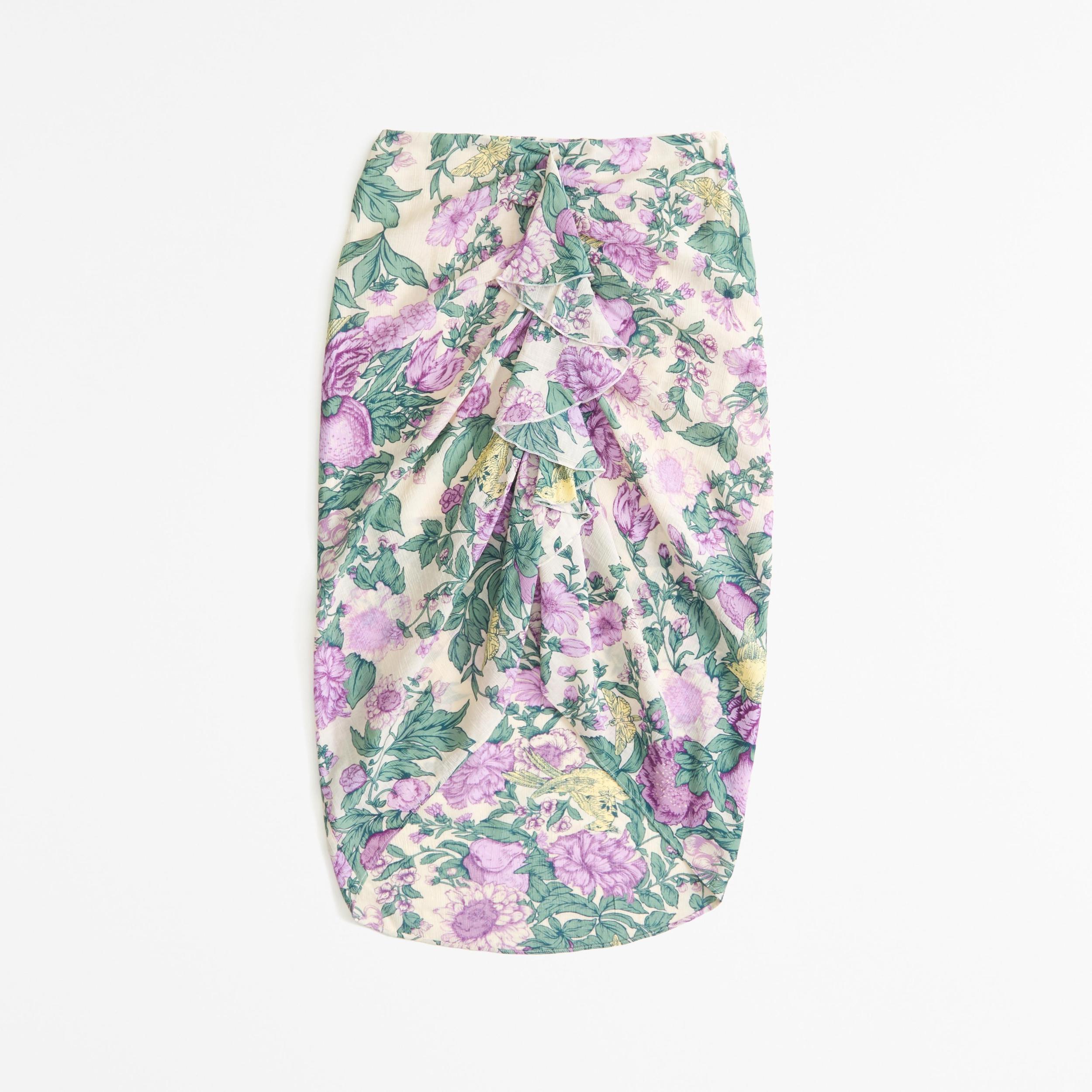 Ruched Flowy Midi Skirt Product Image