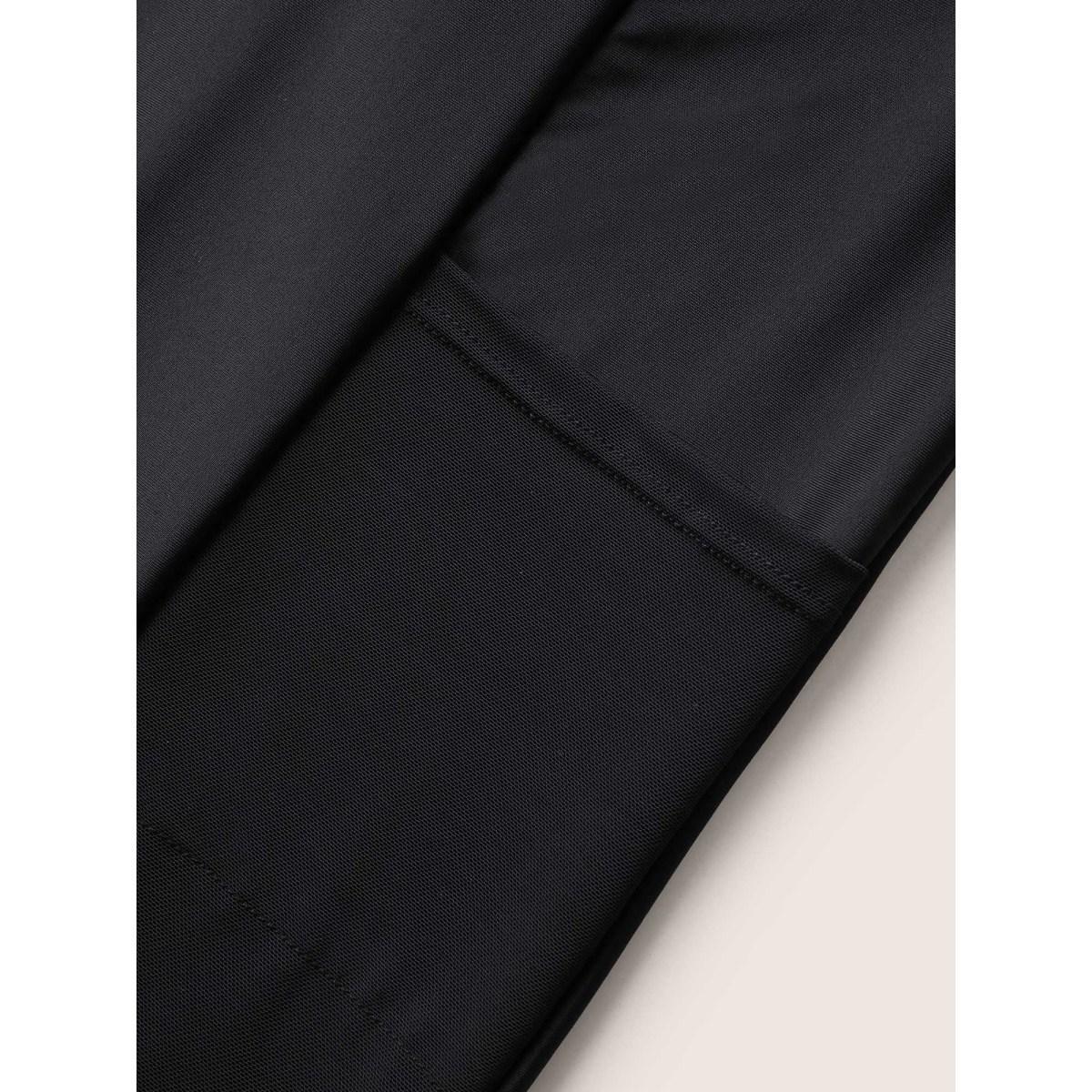 Plus Size Plain Mesh Patchwork Patched Pocket Swim Bottoms Women's Swimwear Black Beach See through High stretch Skinny High Rise Slanted pocket Curve Swim Bottoms BloomChic 14-16/1X Product Image