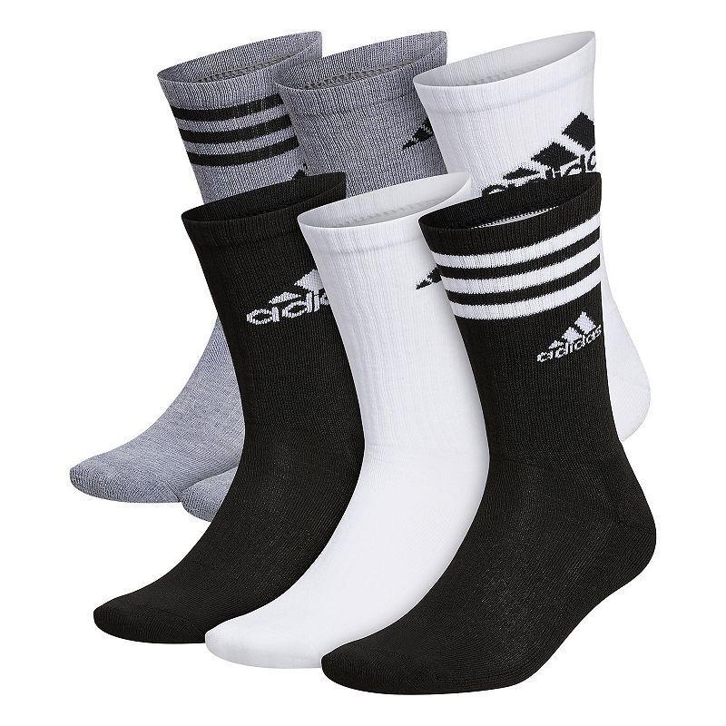 adidas Mens Athletic Cushioned Mixed Crew Socks - 6pk. - White/black Product Image