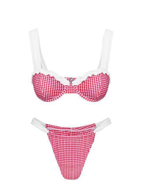 This Summer Underwire Bikini Top Red Gingham Product Image