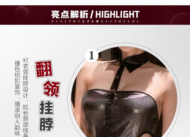 Lingerie Set: Glitter Choker Mini Dress + Thong Product Image
