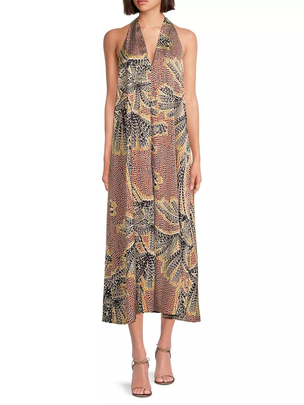 Dotty Palms Halterneck Dress Product Image