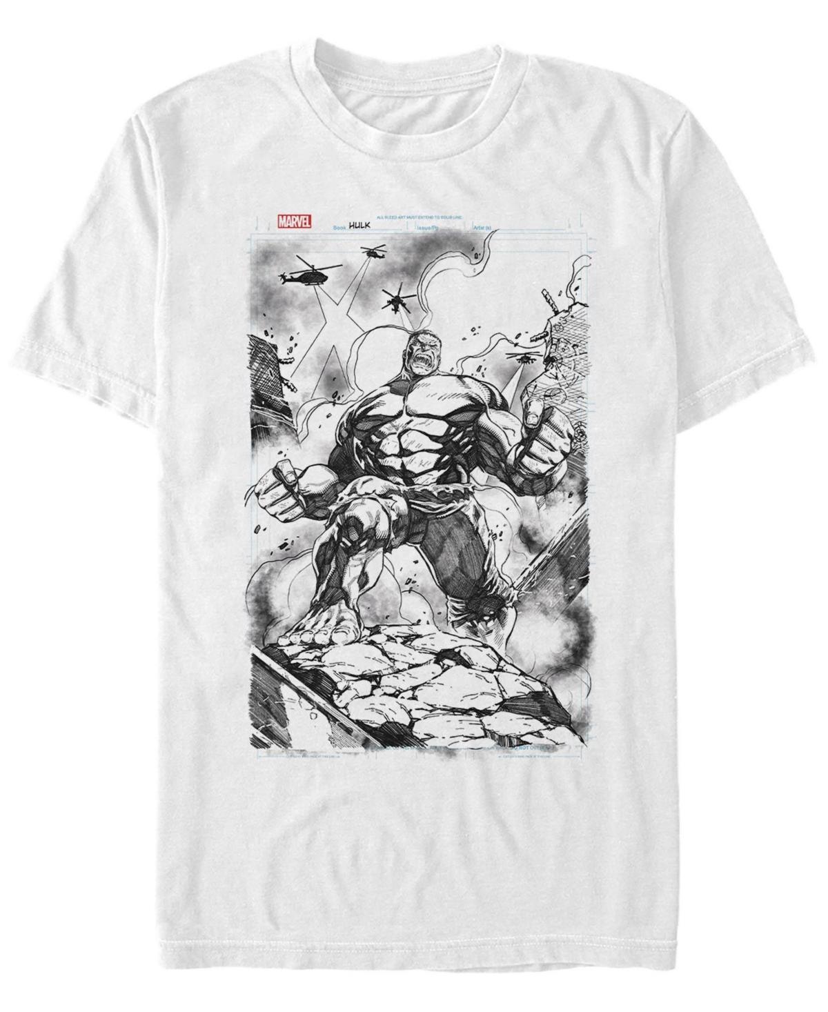 Men's Marvel Hulk Comic Cover Sketch Graphic Tee, Size: XL, White Product Image