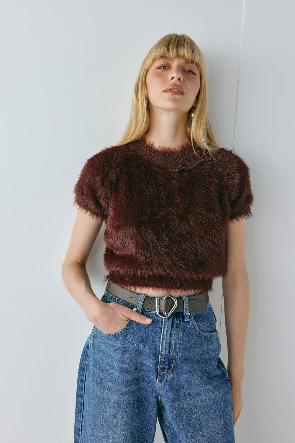 Nadine Knit Top Wine Product Image