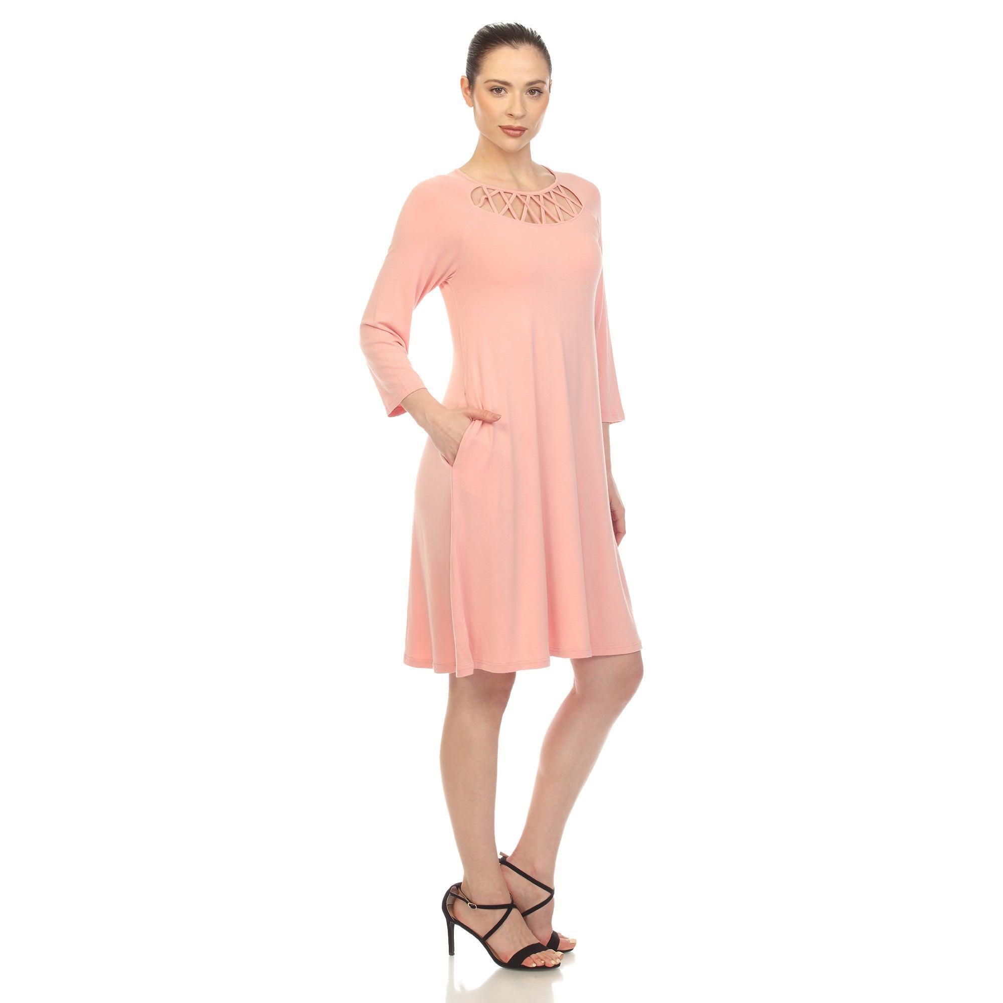 Criss Cross Neckline Swing Midi Dress Product Image