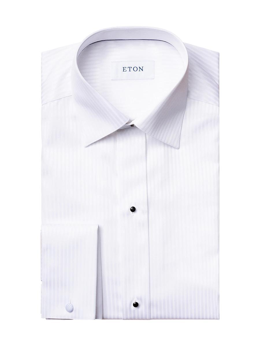 Contemporary-Fit Tonal Satin Striped Formal Shirt Product Image
