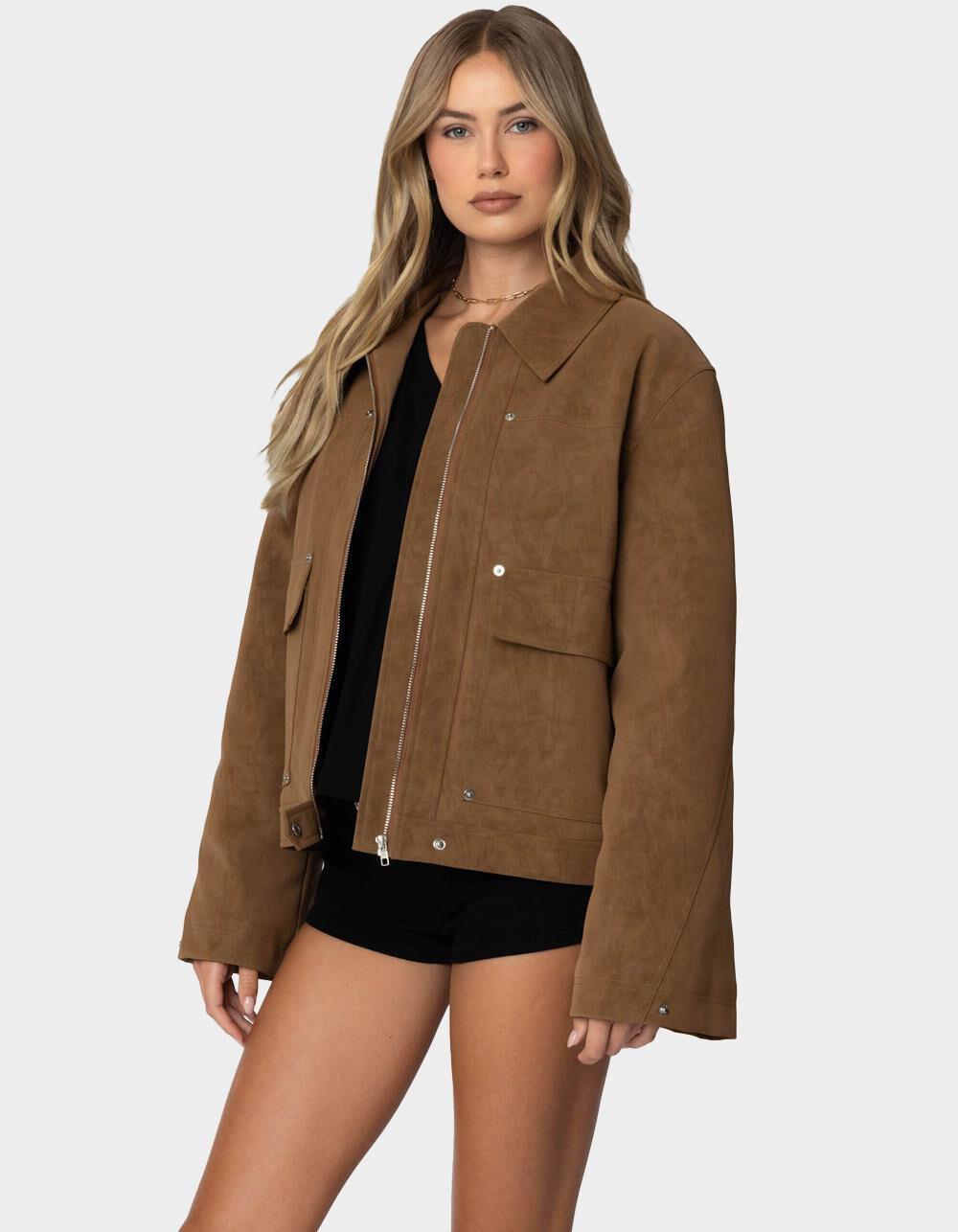 EDIKTED Annabelle Oversized Faux Suede Jacket Product Image