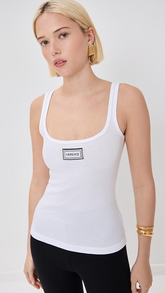 Versace Rib Tank Top with Embroidery Patch | Shopbop Product Image