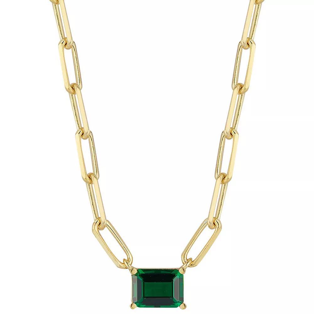 Sunkissed Sterling 14k Gold Over Silver Cubic Zirconia Pendant Necklace, Women's, Size: 18", Gold Tone Green Product Image